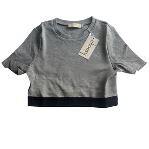 Choosy Women's Gray & Black Short Sleeve Crop Top Size M NWT